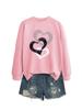 Suéter de moda de nueva tendencia otoño e invierno de comercio exterior europeo y americano, personalidad de tres amores estampado, cuello redondo, manga larga, jersey