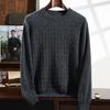 Suéter de cachemira de montaña, otoño e invierno 2024, nuevo jersey de cuello redondo con base de jacquard cuadrado de 12 pines para hombre, suéter de estilo coreano de mediana edad.