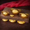 Gran Adorno de Lingote de Latón Puro Dorado para Atraer Riqueza, Cuenco de Tesoro para Sala de Estar, Vestíbulo, Ceremonia de Apertura, Fiesta de Inauguración, Decoración Feng Shui