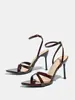 Sandálias Sexy 2025 Novos Sapatos Femininos Bico Fino Tiras Cruzadas Salto Agulha Sandálias Sexy para Mulheres Vendedor Mais Vendido Transfronteiriço