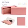 Funda Blanda de Cuero con Logo Rosa Estuche Hecho a Mano para Gafas Set de Caja de Regalo Caja de Almacenamiento Portátil a Presión para Gafas de Sol
