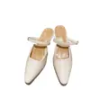 Sandalias de verano de estilo coreano con hebilla nueva para mujer, de punta, color beige, elegantes, de tacón alto, sin cordones, zapatos de moda para uso en exteriores