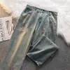 Jeans Vintage para Hombre Primavera Japoneses ins Modernos Casual Diseño Versátil Colgante Recto Pierna Ancha Pantalones Largos