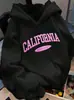 Moletom com Capuz Estilo Retrô Europeu e Americano Amazon 2026 com Letras de Espuma Rosa, Caimento Solto, Ombro Caído, Pulôver Casual