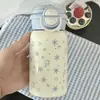Lleno de encanto femenino~ Linda taza térmica de acero inoxidable 316 con patrón de estrellas y pajita, botella de agua elegante y portátil para niñas
