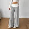Bai Fen Zhi Yi TikTok 2026 Nuevos Pantalones Casuales Estilo Perezoso Bloque de Color Puños Anchos Pierna Ancha Largo Hasta el Suelo