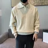 Suéter de gola V para outono e inverno para meninos estilo faculdade moda casal marca solto versátil quente para usar por baixo