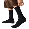 Calcetines Zhuji para Hombre Calcetines de Media Caña Otoño e Invierno Calcetines de Algodón Calcetines Invisibles Suela de Rizo Calcetines Cortos Desodorantes Calcetines Largos de Color Sólido Blanco y Negro Calcetines para Hombre