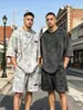 Traje de Verano de Comercio Exterior Transfronterizo para Hombre, Diseño de Nicho Tie-Dye de Cinco Puntos, Moderno y Fresco, Conjunto de Dos Piezas para Hombre de Tallas Grandes