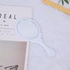 Espejo de Maquillaje de Escritorio Mini Ovalado Retro Europeo Portátil con Mango de Vidrio Espejo de Maquillaje de un Lado
