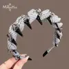 Faixa de Cabelo Plissada Ondulada com Poá Atmosférico Estilo Coreano Moda Strass para Mulheres Top Alto Caveira Faz o Rosto Parecer Menor Acessório de Cabeça Faixa de Cabelo Estilosa