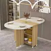 Mesa de comedor plegable para uso doméstico en apartamentos pequeños, simple, multifuncional, móvil con ruedas, adecuada para propiedades de alquiler, mesa de comedor pequeña rectangular