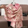 Bufanda jacquard de doble cara estilo japonés y coreano con pequeñas flores, imitación cachemir, versátil para otoño e invierno, chal cálido para mujer