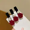 Grampo de Cabelo Rosa Aveludado Atmosférico Pérola Grampo de Uma Palavra Retrô Francês Elegante Presilha Lateral Presilha Bico de Pato Acessório de Cabelo