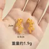 Pendientes Sencillos de Lazo Chapados en Oro Vietnamita para Mujer, Pendientes Elegantes de Flor Chapados en Oro de Cobre, Color Duradero, Joyería al por Mayor