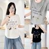 100kg Irmã Gorda Verão Novo Estilo Casual Cintura Estampada Desenho Animado Manga Curta Plus Size Camiseta Feminina 7620