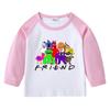 Camiseta infantil de primavera y otoño 2023, nueva camiseta de manga larga con cuello redondo y dibujos animados, camiseta de algodón para bebés y niños.