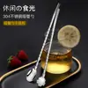 Cuchara Popote de Acero Inoxidable 304 Cuchara Creativa para Remover Popote para Remover Todo en Uno Cuchara de Doble Propósito Cuchara Popote para Bebidas de Té con Leche