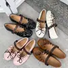Primeiro Encontro Temporada Doce e Elegante~Novo Estilo 2026 Sapatos de Salto Baixo Femininos Mary Janes com Laço Plissados Estilo Ballet Ultra Macios