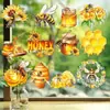 12 Piezas Decoración de Abejas Cartel Colgante de Girasol de Madera Fiesta Temática de Abejas Decoración de Verano para Natación de Bebés