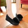 Zapatos de plataforma estilo coreano para mujer, zapatos de una sola capa con suela gruesa para otoño e invierno, zapatos negros pequeños, tacones de algodón con felpa, zapatos de felpa para mujer Tods, zapatos de algodón para mujer