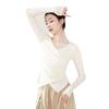 Traje de dança moderno feminino manga comprida cruzado decote em V slim-fit traje de dança clássica corpo-formato dança chinesa arte teste top treino terno
