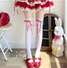 MediasLolita de Encaje Dulce hasta la Rodilla para Mujer, Calcetines Altos Lolita Estilo Ballet Blancos, Calcetines de Muslo