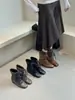 Botas de mujer hasta la pantorrilla con aumento de altura interno, novedad otoño/invierno 2026, puntera cuadrada, patchwork, plisadas, con cordón, de pierna ancha, moda
