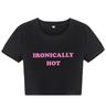 Camiseta de manga corta ajustada con estampado de letras Y2G, sexy, con escote en el ombligo, para mujer, de AliExpress, disponible en Europa y América.