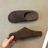 Encuentro de Primera Temporada Peluche Birkenstocks Mujer Otoño/Invierno Slip-on Exterior Punta Cerrada Medias Zapatillas Estilo Retro Coreano Versátil Mate