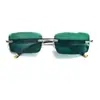 Nuevas Gafas de Alta Gama Color Verde Oscuro Gafas de Sol para Hombre Espejo Piedra Espejo Plano Protección Ocular Protección Ocular Gafas de Sol Sin Montura Corte de Borde Gafas