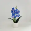 Flores Phalaenopsis Simuladas 5 Flores em Vaso Decoração para Salão de Casamento Ornamentos de Flores Artificiais de Plástico Mesa de Escritório Planta Verde Bonsai