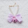 Colar de Pérolas para Pet Gravata Borboleta Coleira para Gato e Cachorro Anel de Pescoço Flor Macia com Diamante Acessórios de Lenço Estilo de Férias