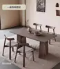 Mesa y Sillas de Comedor Rectangulares de Madera Maciza Negra y Pizarra, Color Nogal, para Uso Doméstico, Apartamento Pequeño, Mesa de Comedor Simple Estilo Nórdico Francés