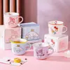 Série Família Sanrio Copo Medidor de Leite 340ml Copo de Café da Manhã com Leite Fofo e Requintado