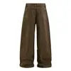 1100 Estilo de calle alto americano unisex de alta gama retro diseño estructurado pantalones de trabajo holgados desgastados para hombre