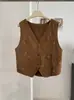 KEKEZOON Chaleco de Suede con Bordado Pesado de Flor de Anacardo y Cuello en V Estilo Retro Chic Camiseta sin Mangas para Mujer 9261