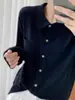 Camisa Artística de Bolsillo de Lana Sintética de Doble Capa para Mujer, Primavera y Otoño, Camisa de Diseño Versátil, Camisa Sencilla y Elegante de Manga Larga