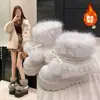 Sapatos de Algodão Quentes da Moda para Inverno, Meia-Canela, Novo Estilo, Engrossados com Bolas de Pelo, Confortáveis e Macios
