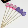 Pinchos de fruta coloridos con temática de conejos de Pascua para decoración de bares y restaurantes, palillos de bambú de un solo uso
