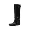 Botas de Montar de Talla Grande con Hebilla Ancha para Pantorrilla, Corte Relajado, Invierno 2026, Gruesas, Tacón Medio, Punta Redonda, Caña Alta Ancha para Mujer
