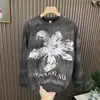 Outono e Inverno Novo Estilo Moletom de Veludo Engrossado Gola Redonda Masculino Flor Mandala Vazada Casual Versátil Camisa Base
