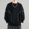 Sudadera de hombre con forro polar otoño e invierno cuello redondo sin capucha manga larga camiseta interior para hombre top casual versátil holgado ropa de hombre