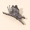 Pinza para el Cabello de Mariposa Texturizada Color Gunmetal, Elegante Pasador Vintage, Pinza Grande de Tiburón para Mujer, Adecuada para Peinados Recogidos
