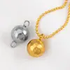 Acero Inoxidable Simple Brillante Martillado Bola de Oro Colgante Bola Redonda Bola Colgante Círculo Simple y Doble DIY Collar Pulsera Accesorios de Joyería