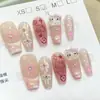 Adesivos de Unha que Melhoram a Pele, Adesivos de Unha de Desenho Animado, Unhas Postiças Feitas à Mão de Gatinho, Manicure Francesa Longa, Ferramentas para Aparar Unhas