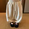 Pantalones jogger de moda estilo coreano con estampado de lunares y forro polar para niños y niñas, nueva colección otoño/invierno, pantalones largos versátiles de corte holgado para niños y bebés
