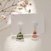Pendientes navideños de diamantes con dibujos animados, transfronterizos europeos y americanos, pendientes asimétricos de alta gama para mujer, decoraciones navideñas