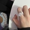 Anillo de Flor de Perla para Mujer, Diseño de Moda Dulce y Fresco Estilo Ins, Anillo Abierto Ajustable, Elegante y con Estilo para el Dedo Índice