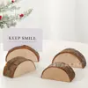 Portanotas de tocón de madera ecológico al por mayor, creativo, para bodas, reuniones, adornos decorativos de madera, portatarjetas de visita de madera